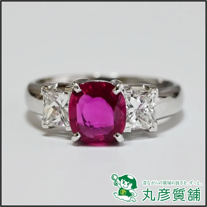 宝石・ジュエリー　指輪　Pt900　ルビー1.3ct　ダイヤモンド1.0ct　6.8g