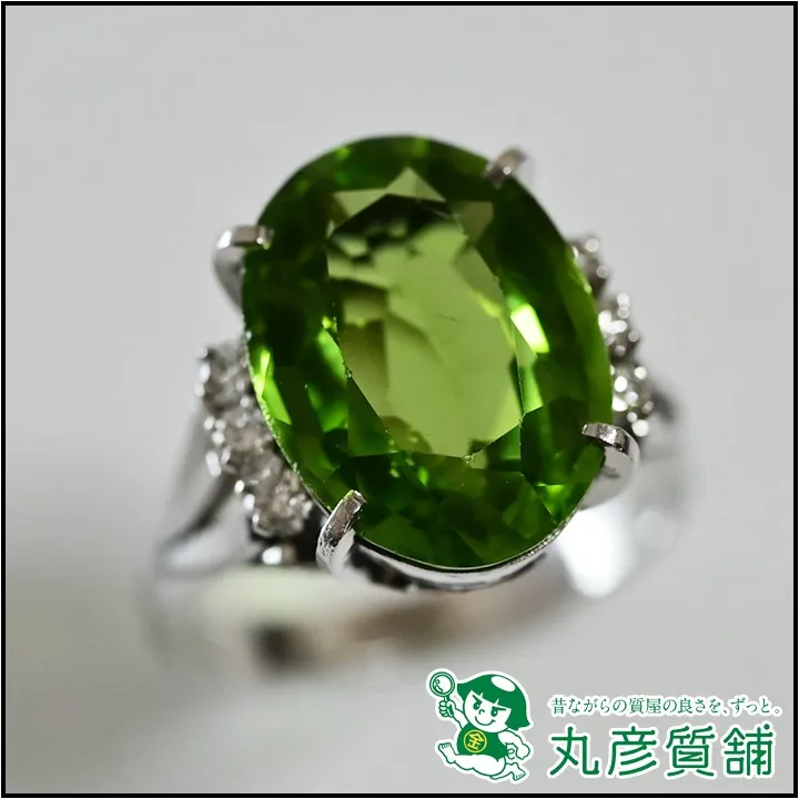 指輪　PM900　ペリドット7.6ct　ダイヤモンド0.2ct　8.0g