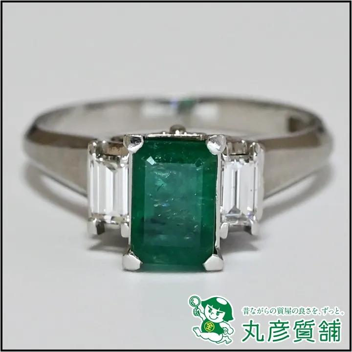 指輪 PM900 エメラルド1.3ct ダイヤモンド0.5ct