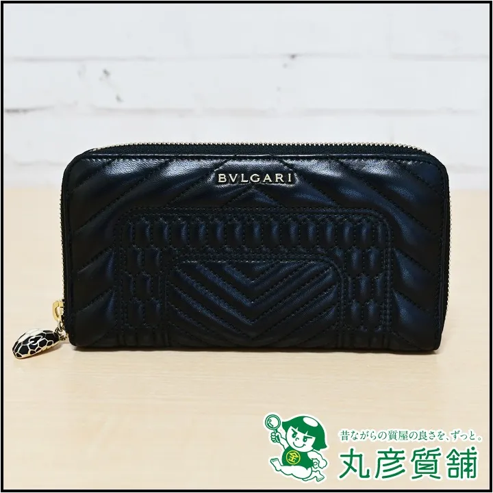 ブルガリ　財布　セペンティ　ラウンドファスナー　カーフ