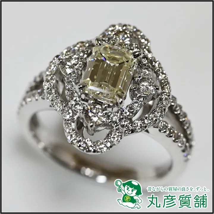 指輪　イエローダイヤモンド1.03ct　ダイヤモンド0.8ct