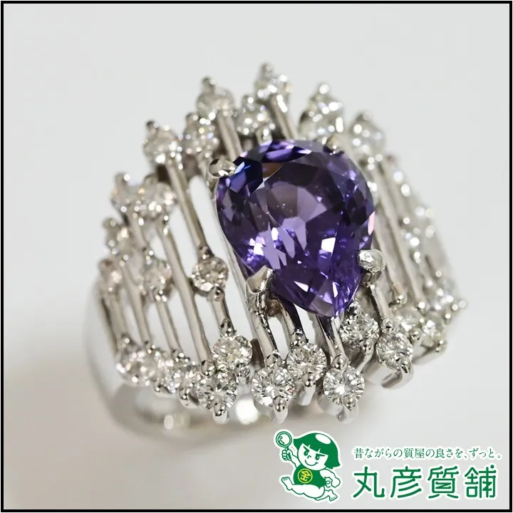 指輪 Pt900 スピネル2.5ct ダイヤモンド0.9ct
