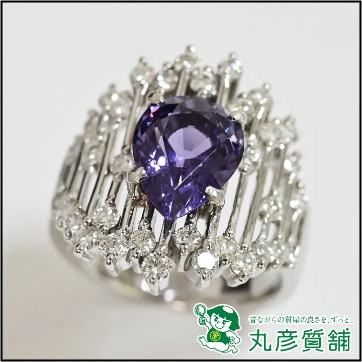 指輪 Pt900 スピネル2.5ct ダイヤモンド0.9ct